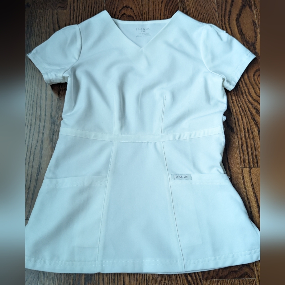 Jaanuu Women's White Scrub Top